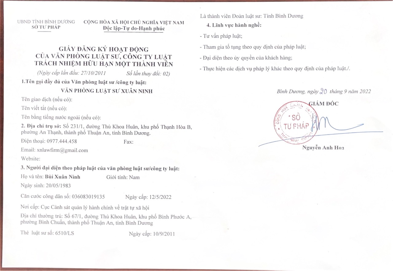 Văn Phòng Luật Sư Tân Uyên Bình Dương